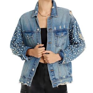 Embellished Distressed Denim Jacket